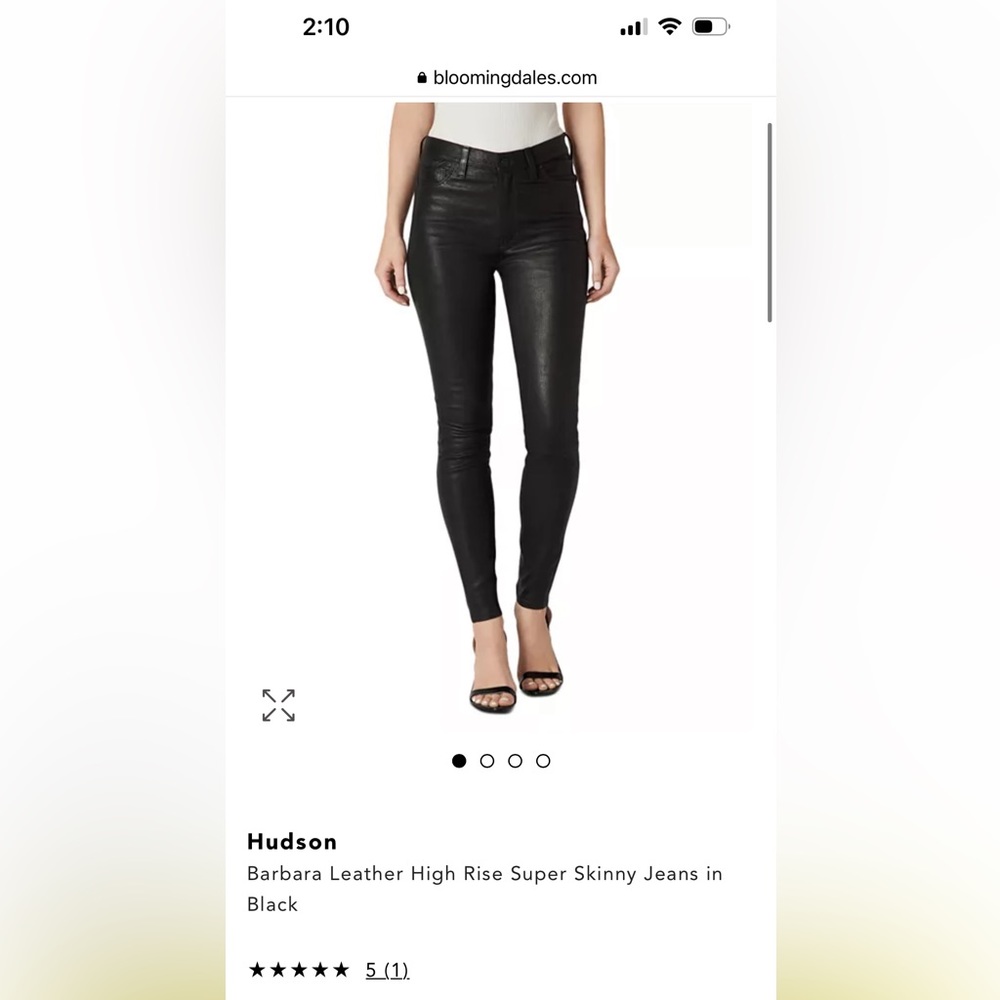 Hudson Barbara high rise super skinny in lamb leather 25 NWT